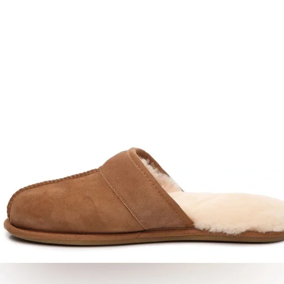 UGG slippers men’s UGG slippers suede upper shearling lining chestnut color - Picture 4 of 7
